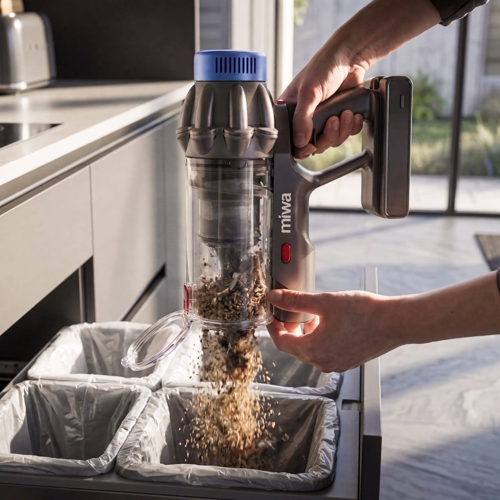 Aspirateur balai Nexam V1 Pro en cours d'utilisation - vue lifestyle